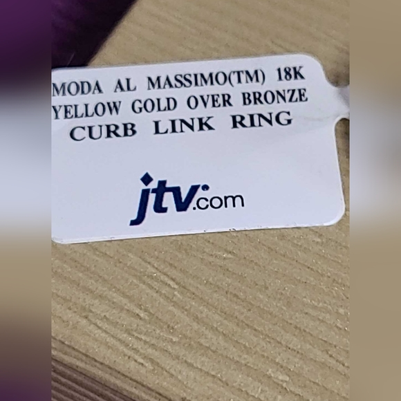 RARE Moda Al Massimo 18k Gold Over Bronze Curb Link Ring, Size 8 - Picture 4 of 7